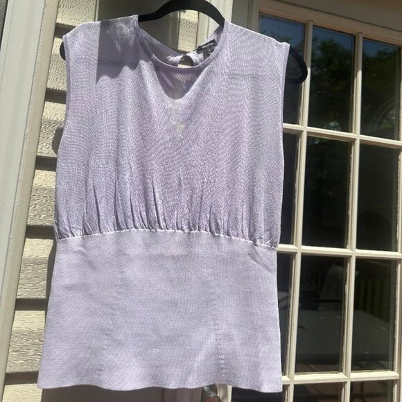 NWT Karen Millen Summer Rib Crepe Knit Woven Mix Top, Size M - Picture 1 of 9